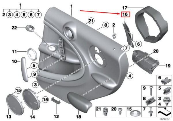 51359803533 - MINI COUNTRYMAN R60 Rear Left Door Window Frame Cover 51359803533 NEW GENUINE