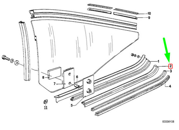 51371871738 - NEW BMW 6 E24 REAR WINDOW RIGHT OUTER WEATHERSTRIP 1871738 51371871738 ORIGINAL