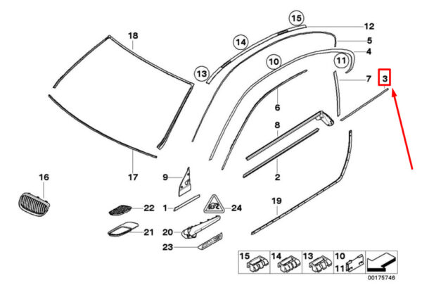 51377173554 - BMW 3 Series E92 rear right window molding 7173554 51377173554 NEW ORIGINAL