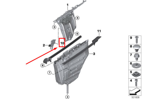 51377280296 - NEW BMW 4 F33 REAR RIGHT DOOR INNER CHANNEL SEALING 7280296 51377280296