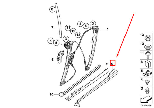 51377905423 - BMW 6 E64 door exterior seal rear left 51377905423 7905423 2007 15292302