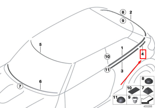 51379810487 - NEW MINI PACEMAN R61 LEFT C-STRALLAR STRIP 9810487 51379810487 GENUINE