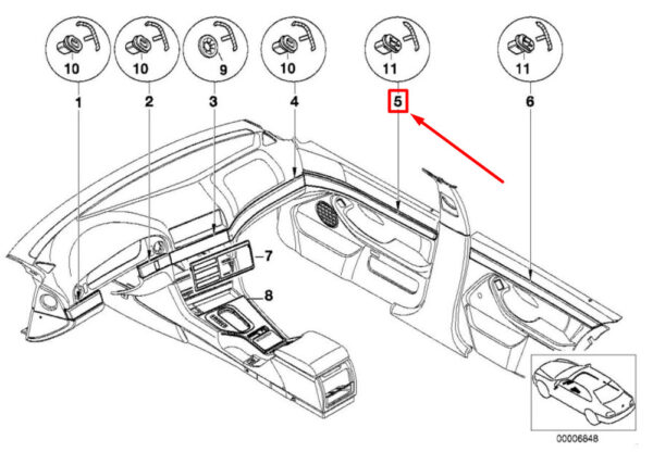 51412694092 - NEW BMW 5 Series e39 front door right trim insert 51412694092 2694092 original