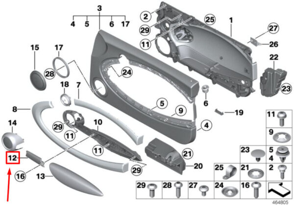 51412753325 - NEW OEM MINI COOPER R56 FRONT LEFT DOOR HANDLE TRIM 51412753325 2753325 GENUINE
