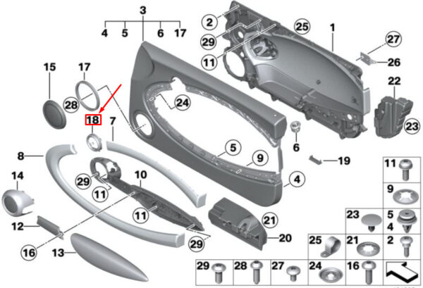 51412753336 - MINI CLUBMAN R55 FRONT RIGHT GRIP PANEL 51412753336 2753336 NEW GENUINE