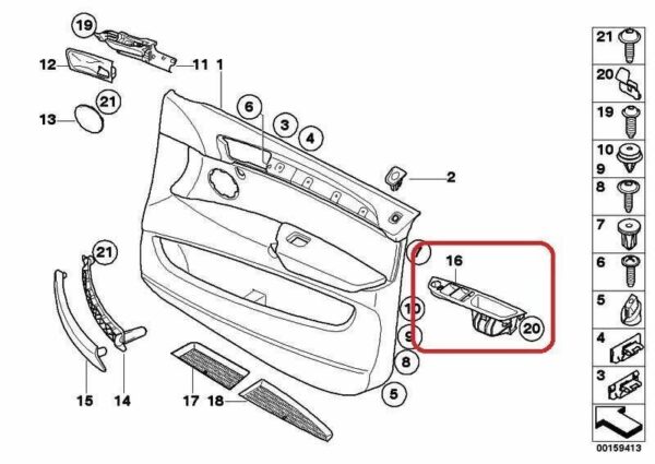 51416975779 - New Genuine BMW X5 X6 Front Door Recess Grab Handle Trim Beige Left 6975779 OEM