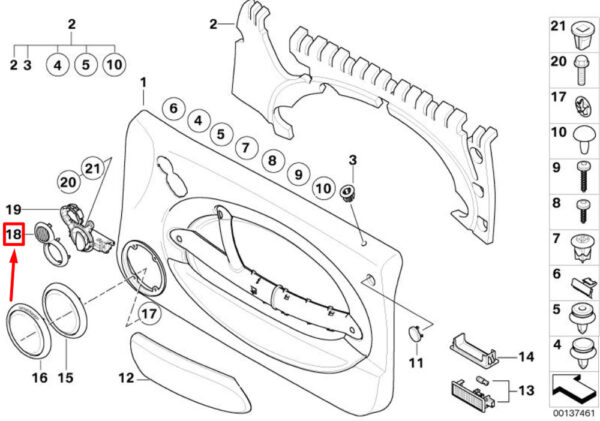 51417050892 - NEW OEM MINI CABRIO R52 FRONT RIGHT DOOR DOOR OPENER COVER 51417050892 GENUINE
