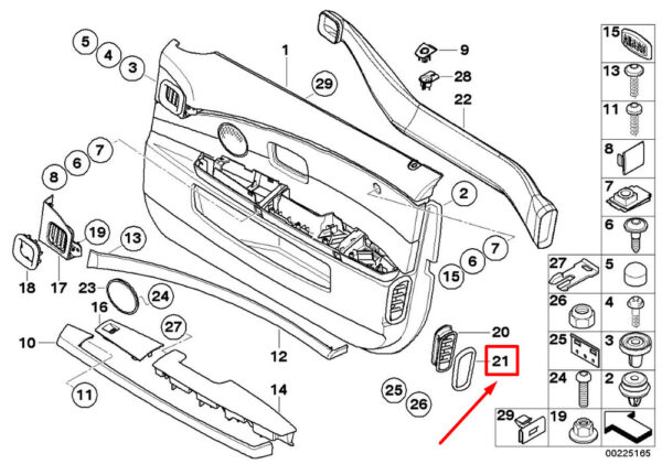 51417129339 - BMW 7 E65 E66 gasket air outlet door left 71239339 514171239339 new
