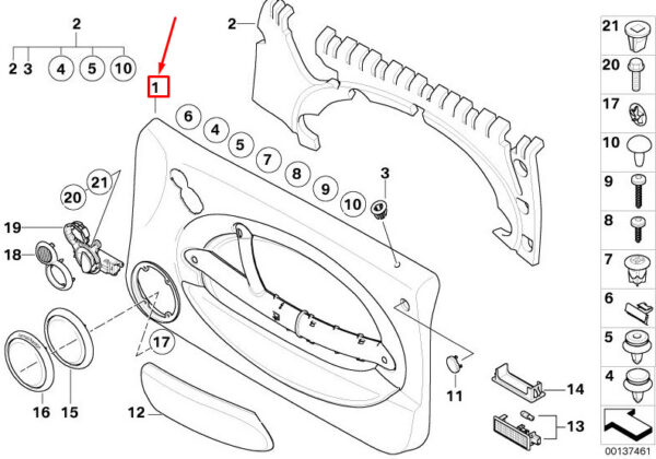 51417141265 - MINI CONVERTIBLE R52 FRONT LEFT DOOR PANEL 7141265 51417141265 NEW GENUINE