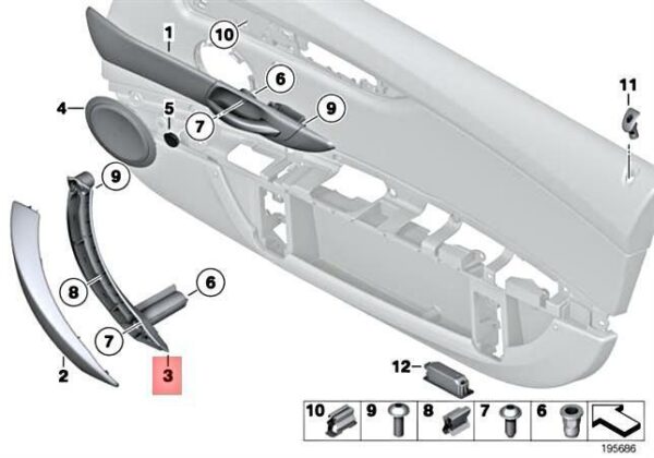 51417216324 - NEW BMW Z4 ROADSTER E89 Z4 18I 20I 23I CARRIER DOOR PULL RIGHT 51417216324 09-15