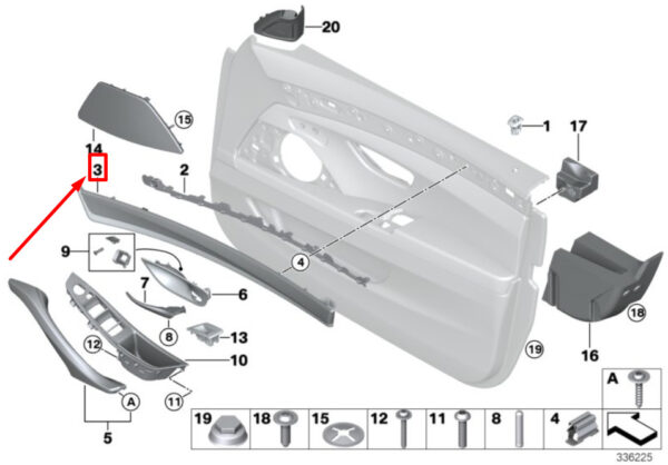 51417225547 - NEW BMW 5 F10 FRONT LEFT DOOR FINELINE TRIM 51417225547 7225547 ORIGINAL