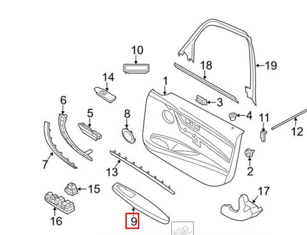 51417279296 - NEW BMW 3 F30 FRONT RIGHT DOOR TRIM PANEL ARMREST 51417279296 12-18 ORIGINAL
