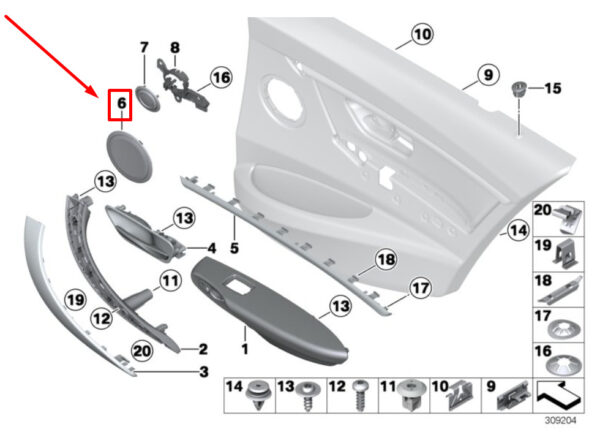 51417279318 - BMW 3 F30, F80 Rear Door Loudspeaker Cover 7279318 51417279318 NEW GENUINE