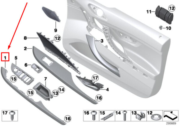 51417291391 - BMW 6 Gran Coupe F06 door trim left insert 7291391 51417291391 new