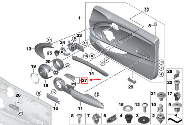 51417322645 - MINI F55 Power Window Switch Panel Front Right 51417322645 NEW GENUINE