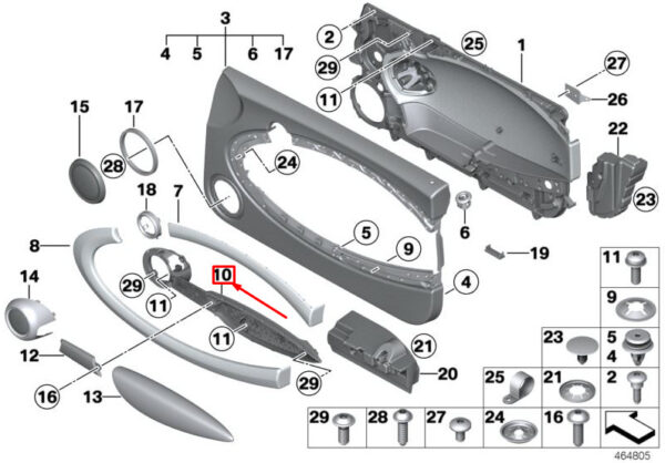 51417343979 - NEW MINI CLUBMAN R55 FRONT LEFT DOOR HANDLE STRAP 514173439979 7343979