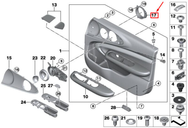 51417363249 - NEW MINI CLUBMAN F54 FRONT LEFT SPEAKER SPACER RING 51417363249 7363249 ORIGINAL