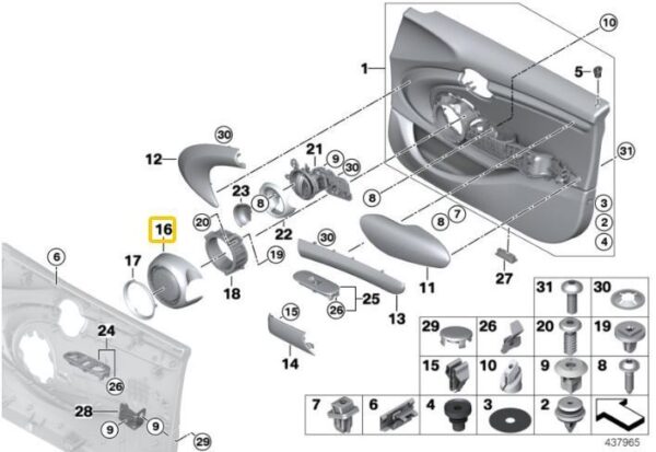 51417379983 - MINI F55 FRONT LEFT RIGHT INTERIOR BLACK SPEAKER COVERS DISCONTINUED