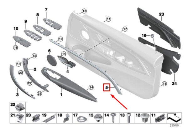 51417389535 - NEW BMW 4 CABRIO F33, F83 FRONT LEFT UPPER DOOR TRIM 51417389535 7389535