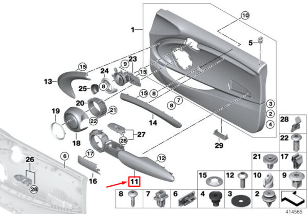 51417393135 - NEW MINI COOPER F56 FRONT LEFT DOOR ARMREST 51417393135 7393135 ORIGINAL