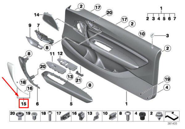 51417400477 - BMW 2 convertible F23 door handle strip left 51417400477 7400477 NEW ORIGINAL
