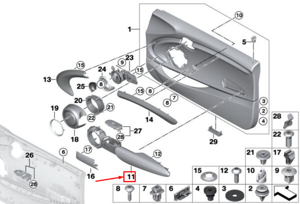 51417412278 - NEW MINI CABRIO F57 FRONT RIGHT DOOR ARMREST 51417412278 7412278 ORIGINAL
