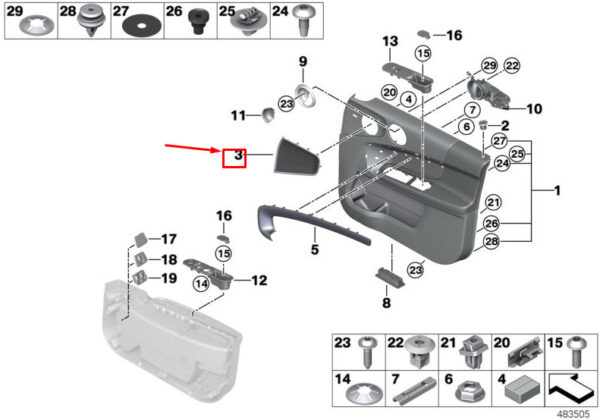 51417441617 - MINI COUNTRYMAN F60 FRONT LEFT DOOR SPEAKER COVER 51417441617 GENUINE