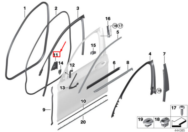 51417458446 - BMW 7 G11 Right Mirror Triangle Cover 51417458446 NEW GENUINE