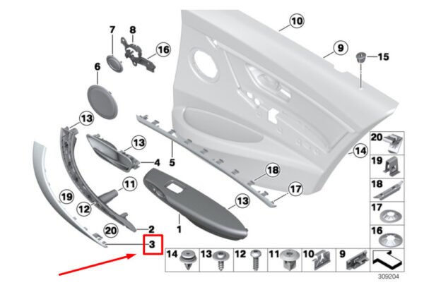 51417460301 - BMW 3 F30, F80 REAR LEFT TRIM COVER TRAIN BELT 51417460301 7460301