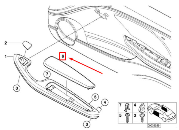 51417890899 - BMW 3 Series E46 armrest front left upper 7890899 51417890899 NEW ORIGINAL