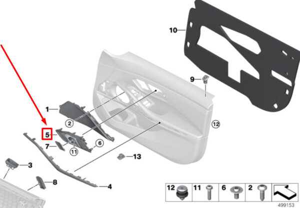 51417945696 - BMW 3 Series G20 front right interior opening handle 7945696 51417945696 NEW ORIGINAL