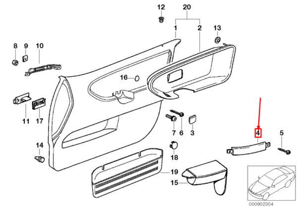 51418182564 - NEW BMW 3 Series e36 front right door handle light grey 51418182564 8182564