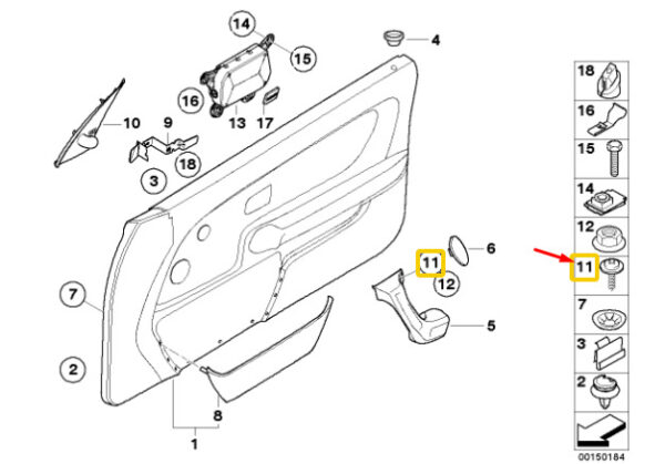 51418215054 - BMW 3 Compact E36 Front Door Fillister Head Screw 51418215054 NEW GENUINE
