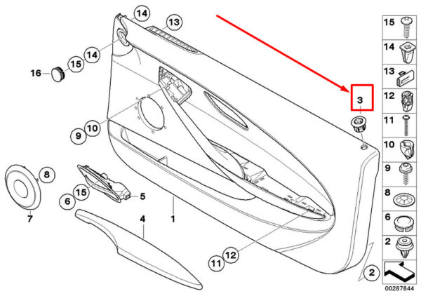 51418223131 - BMW COVER LEFT LOCK BUTTON M3 E46 E63 E64 316CI 51418223131 00-06