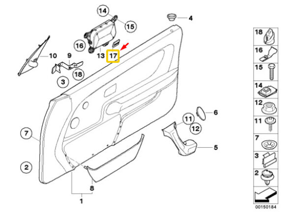 51418225500 - BMW 3 Compact E36 Front Right Door Panel Cover 51418225500 NEW GENUINE