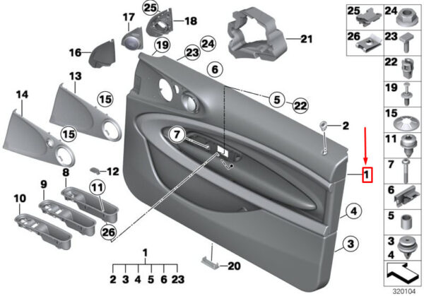 51419812200 - MINI PACEMAN R61 door trim front right 51419812200 9812200 new original