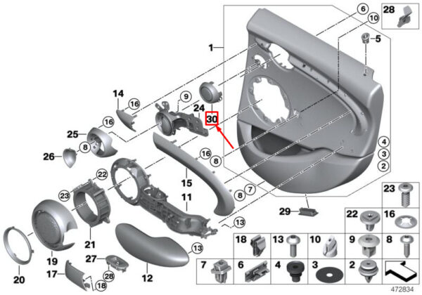 51427382868 - NEW MINI COOPER F55 REAR RIGHT SPEAKER COVER 51427382868 7382868