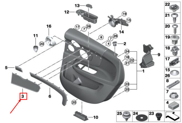 51427441620 - MINI COUNTRYMAN F60 REAR RIGHT SPEAKER COVER 51427441620 NEW GENUINE