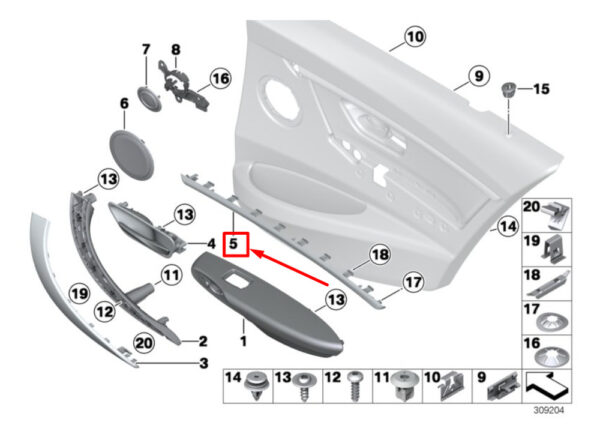 51428066314 - NEW BMW 3 F30 REAR RIGHT DOOR ACCENT MODLING 8066314 51428066314 ORIGINAL