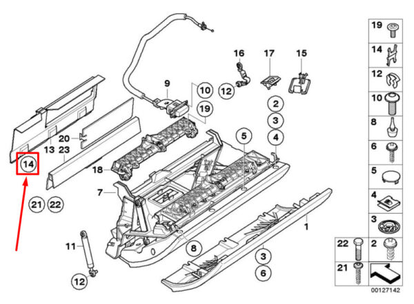 51431945178 - BMW 7 E65, E66, E67 glove compartment hinge 1945178 51431945178 NEW ORIGINAL