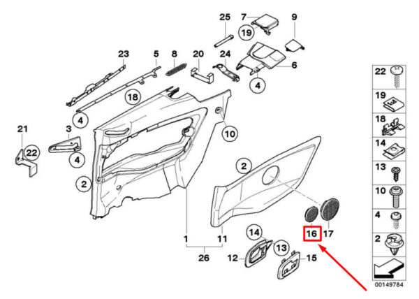 51432268919 - BMW 3 Compact E36 Rear Loudspeaker Cover 51432268919 2268919 NEW GENUINE