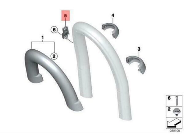 51432759444 - OEM BMW R59 ROADSTER ADAPTER WIND DEFLECTOR RIGHT 51432759444 GENUINE NEW