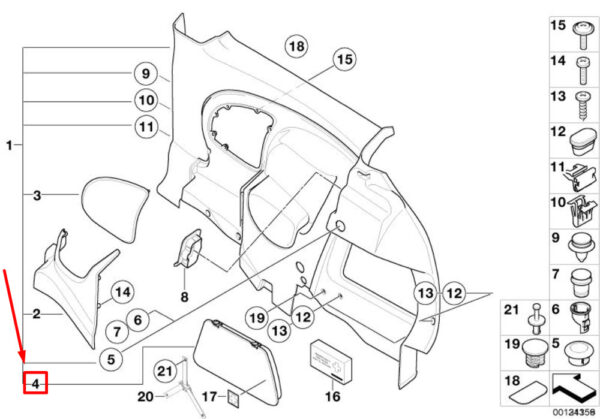 51437034409 - NEW OEM MINI COOPER R50 LEFT REAR LATERAL TRIM PANEL COVER 51437034409 GENUINE