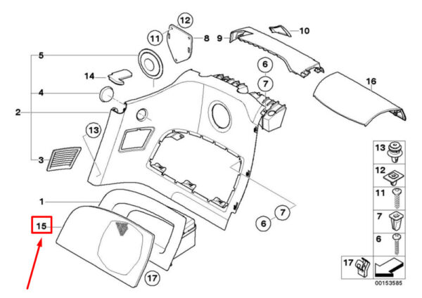 51437055053 - NEW BMW Z4 E85 REAR LEFT LATERAL TRIM PANEL INSERT 51437055053 7055053 ORIGINAL