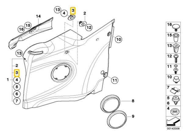 51437131111 - NEW MINI R52 CONVERTIBLE WIND DEFLECTOR SUPPORT SPACER 7131111 GENUINE