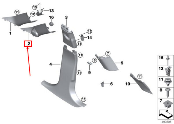 51437402894 - NEW MINI COOPER CLUBMAN F54 RIGHT A PILLAR HIFI TRIM 51437402894 7402894