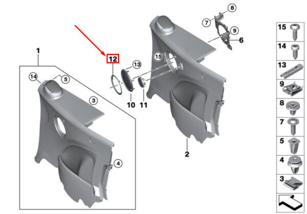 51437414201 - Mini Convertible F57 Decorative Ring for Speaker Cover 51437414201 NEW GENUINE
