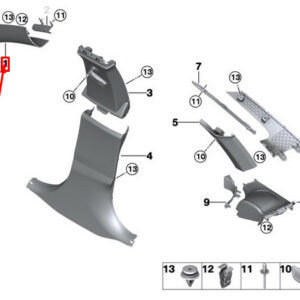 51438056972 - NEW BMW 4 COUPE F32 FRONT RIGHT A COLUMN COVER 51438056972 8056972 OEM