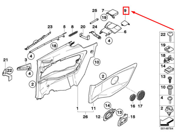 51438172807 - BMW 3 E36 rear left F hardtop mounting cover 51438172807 8172807 NEW