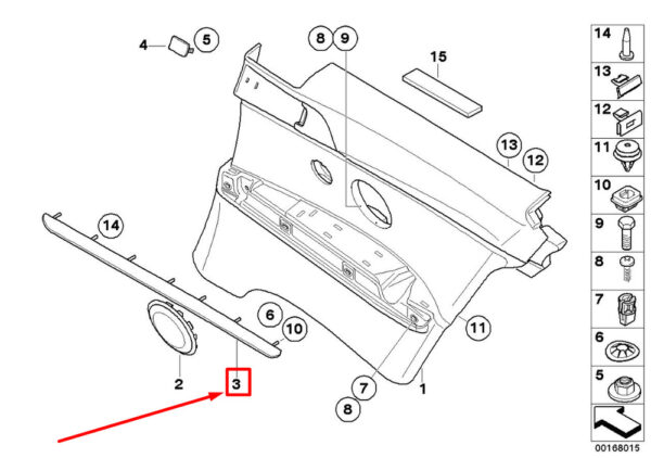 51439139838 - BMW 3 Coupe E92 light strip rear right door 51439139838 9139838 NEW ORIGINAL